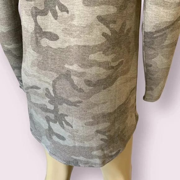 Bombom New Camouflage Long Sleeves Tunic T Shirt Knit Tops Size S Charcoal Gray - Picture 13 of 16